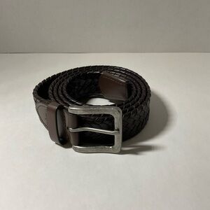 Wrangler Brown Braided Leather Belt with Silver Buckle 50/1.25 bonded leathers